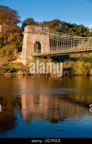 The Union Chain Bridge across the River Tweed, before its current restoration which is due to be completed by the end of 2021 Stock Photo