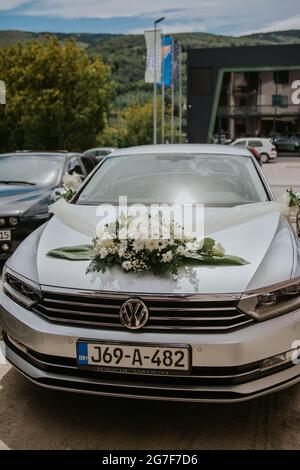 Typical Polish wedding car decoration Stock Photo - Alamy