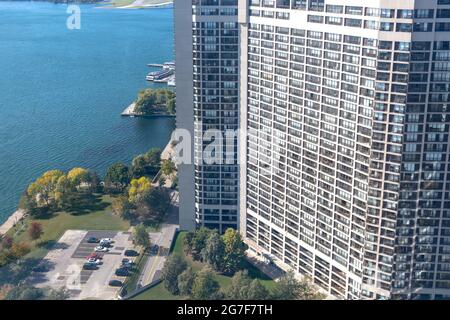 New Toronto Residential condominiums in a trendy district near the lake shore facing Ontario lake. Stock Photo
