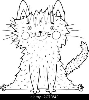 Cute Cat or Kitten Outline Coloring Book Page Stock Vector