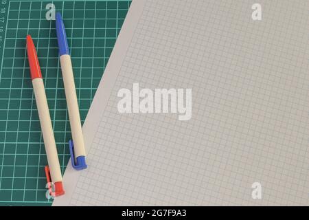 Multiple Assorted Collection Office Stationery Photo With Pens Pencils Notepads Notebook Ruler Stapler Scissors Clippers Paper Clips Holders Clipboard Stock Photo