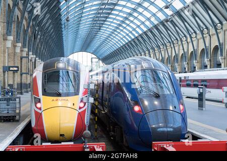 Electric LNER train London and North Eastern Railway, Kings cross station London England Stock Photo