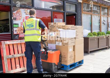 delivery man from food logistics Stock Photo