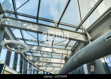 Interior of a building with transparent roof at Tacoma, Washington Stock Photo