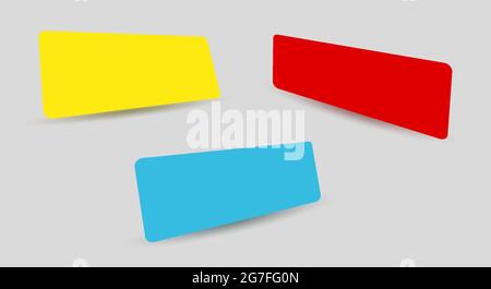 Title boxes in different angles. Empty text boxes, speech bubbles or quote frames. Isolated vector illustration. Stock Vector