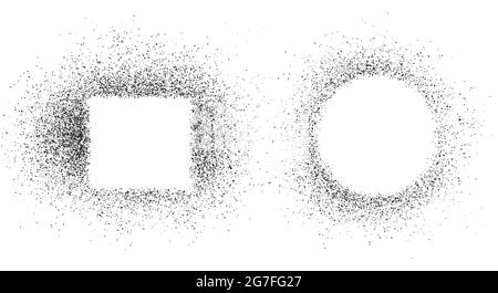 Round and square spray paint graffiti stencil frames. Airbrush paint banners. Empty text boxes, speech bubbles or quote frames. Isolated vector illust Stock Vector