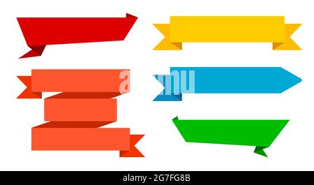 Set of colored ribbon banners. With space for text. Simple flat vector ...