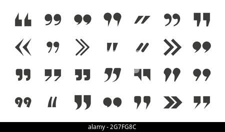 Quotes marks collection. Speech punctuation commas. Remark buttons. Isolated vector illustration. Stock Vector