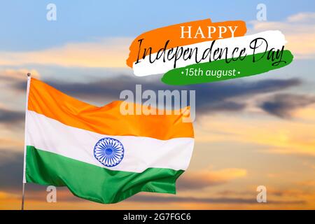 The national flag of the India outdoors. Independence Day celebration Stock Photo