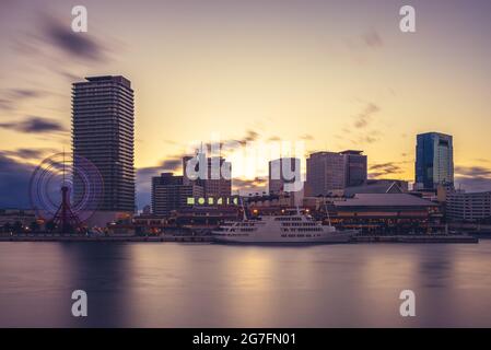 night scene of port of kobe in osaka area, kansai, japan Stock Photo