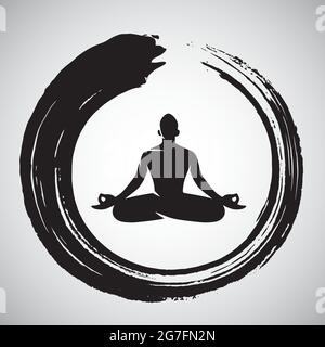 Yoga Meditation with Zen Circle Logo Template Vector Stock Vector