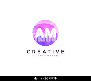 AM initial logo With Colorful Circle template Stock Vector