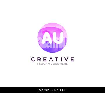 AU initial logo With Colorful Circle template Stock Vector