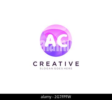 AC initial logo With Colorful Circle template Stock Vector