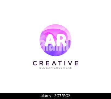 AR initial logo With Colorful Circle template Stock Vector
