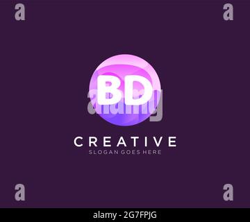 BD initial logo With Colorful Circle template Stock Vector