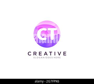 CT initial logo With Colorful Circle template Stock Vector