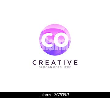 CO initial logo With Colorful Circle template Stock Vector