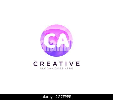 CA initial logo With Colorful Circle template Stock Vector