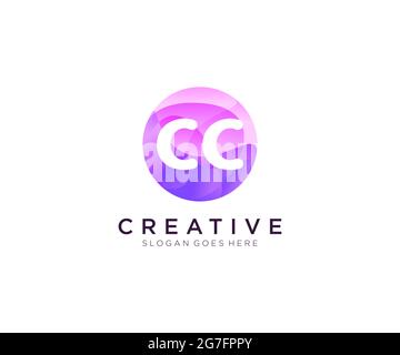 CC initial logo With Colorful Circle template Stock Vector