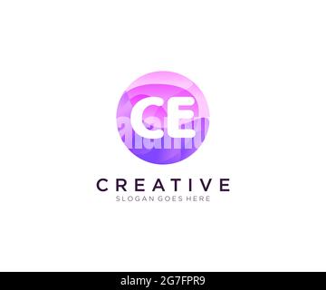 CE initial logo With Colorful Circle template Stock Vector