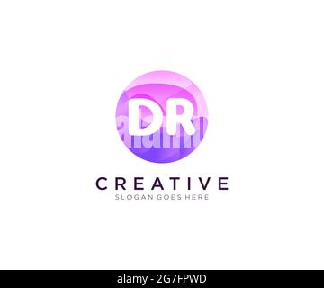 DR initial logo With Colorful Circle template Stock Vector