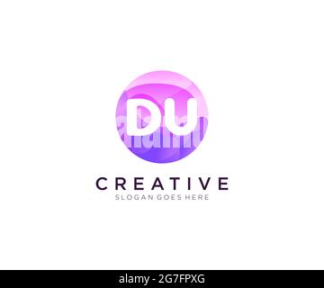 DU initial logo With Colorful Circle template Stock Vector