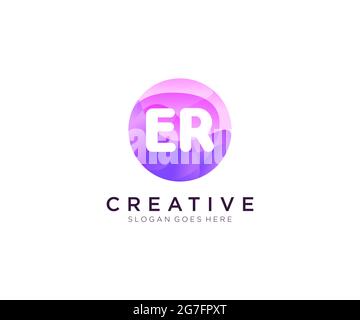 ER initial logo With Colorful Circle template Stock Vector