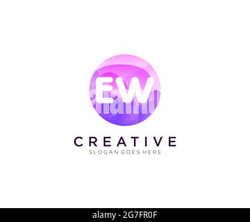 EW initial logo With Colorful Circle template Stock Vector