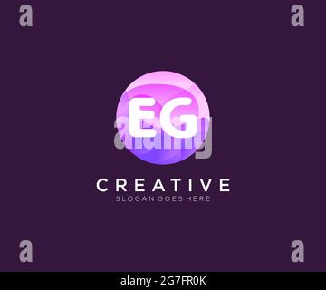 EG initial logo With Colorful Circle template Stock Vector