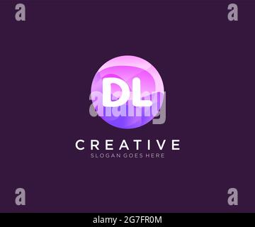 DL initial logo With Colorful Circle template Stock Vector
