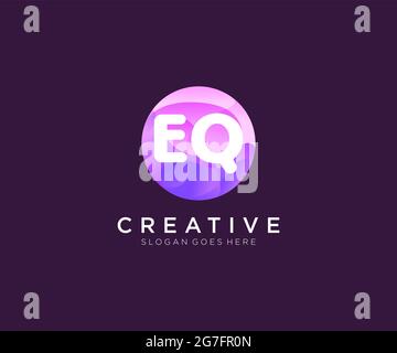 EQ initial logo With Colorful Circle template Stock Vector