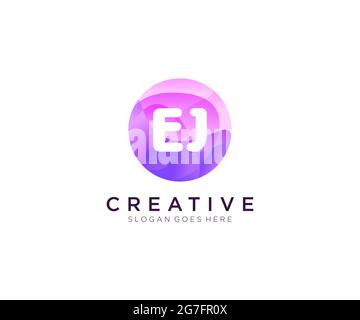 EJ initial logo With Colorful Circle template Stock Vector