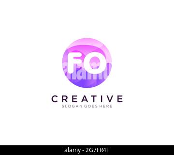 FO initial logo With Colorful Circle template Stock Vector