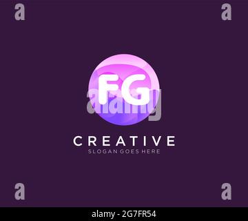 FG initial logo With Colorful Circle template Stock Vector