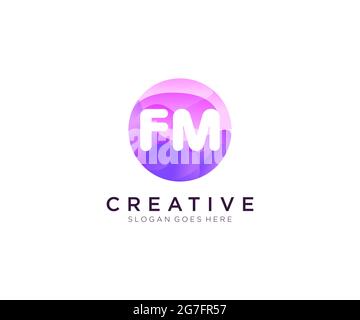 FM initial logo With Colorful Circle template Stock Vector
