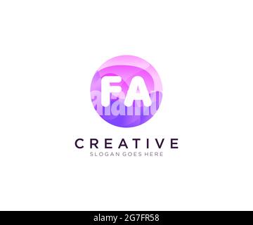 FA initial logo With Colorful Circle template Stock Vector