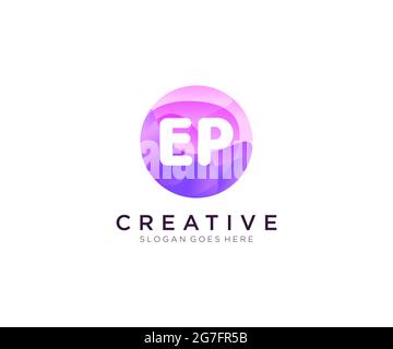 EP initial logo With Colorful Circle template Stock Vector