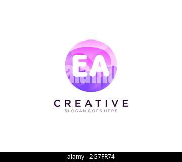 EA initial logo With Colorful Circle template Stock Vector