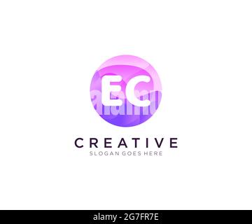 EC initial logo With Colorful Circle template Stock Vector