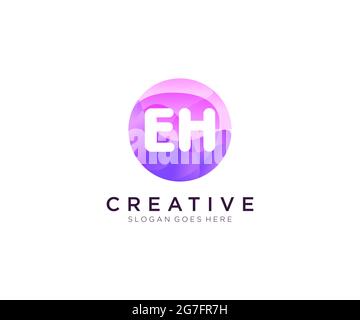EH initial logo With Colorful Circle template Stock Vector