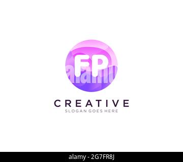 FP initial logo With Colorful Circle template Stock Vector