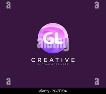 GL initial logo With Colorful Circle template Stock Vector