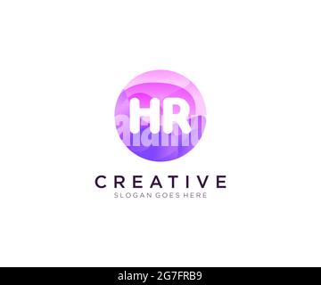 HR initial logo With Colorful Circle template Stock Vector