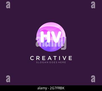 HV initial logo With Colorful Circle template Stock Vector