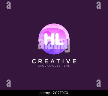HL initial logo With Colorful Circle template Stock Vector