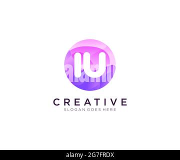 IU initial logo With Colorful Circle template Stock Vector