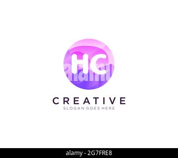 HC initial logo With Colorful Circle template Stock Vector