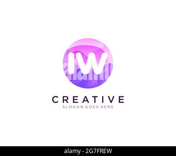 IW initial logo With Colorful Circle template Stock Vector