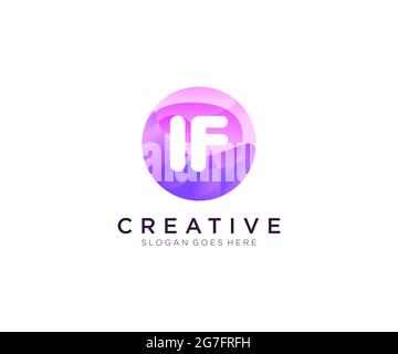 IF initial logo With Colorful Circle template Stock Vector
